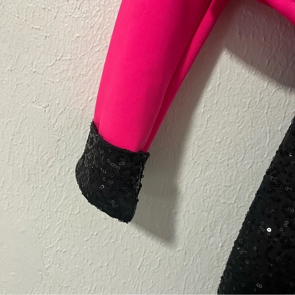 Weissman Dance Costume Girls Hot Pink MC Med 11-12 Jazz Sequin Tap Spandex 14335